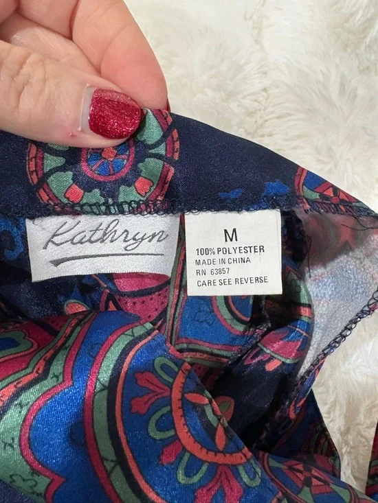 Navy Paisley Lace-Up Satin Slip Dress - Picture 7 of 8